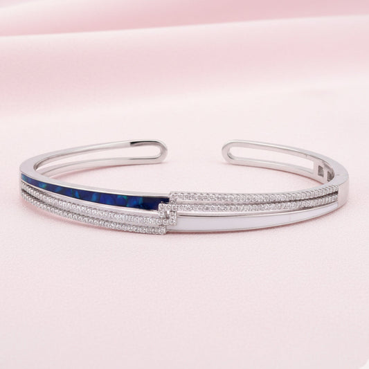 Silver Celestial Deep Blue Inlay Bracelet For Her