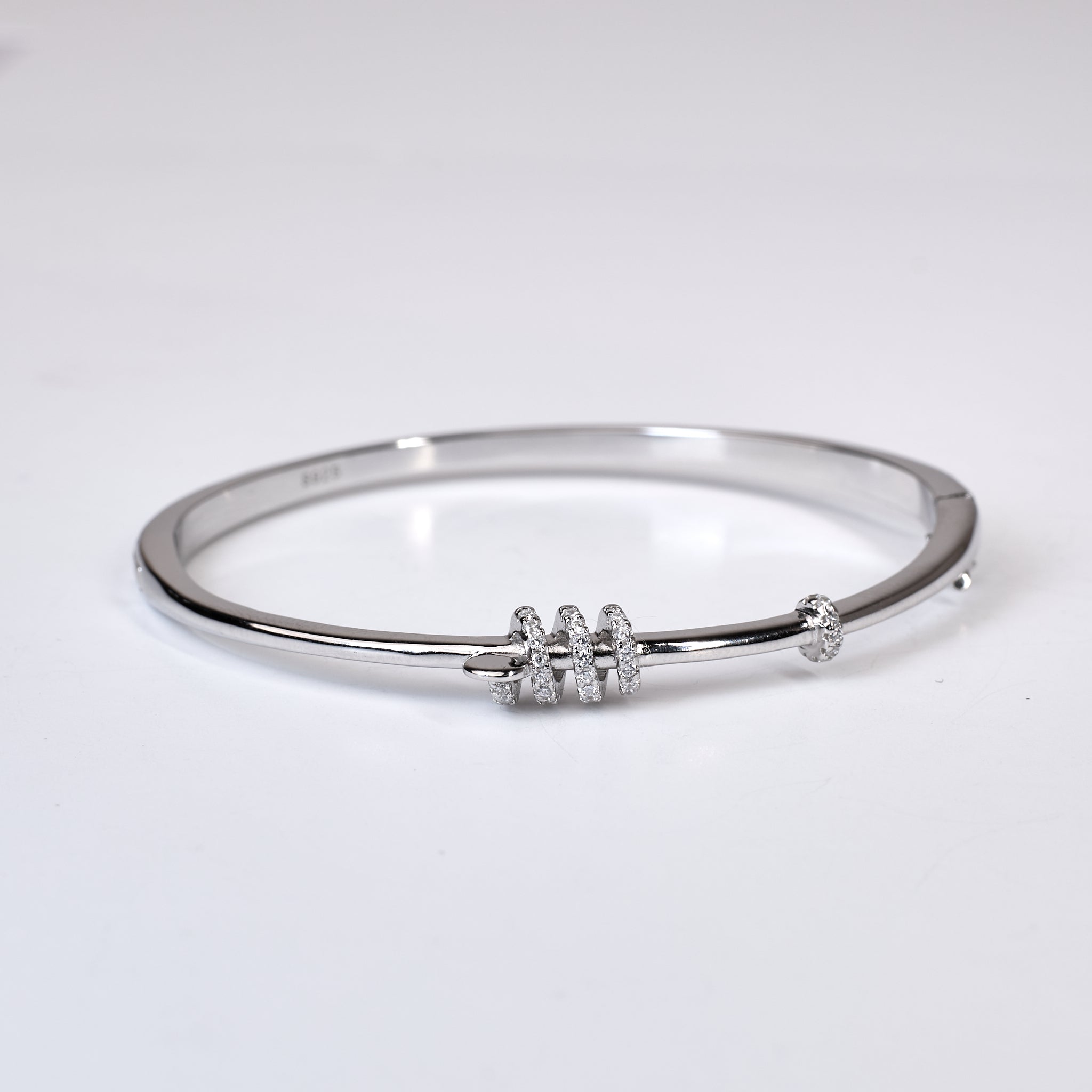 Silver Pave Coil Bracelet For Her