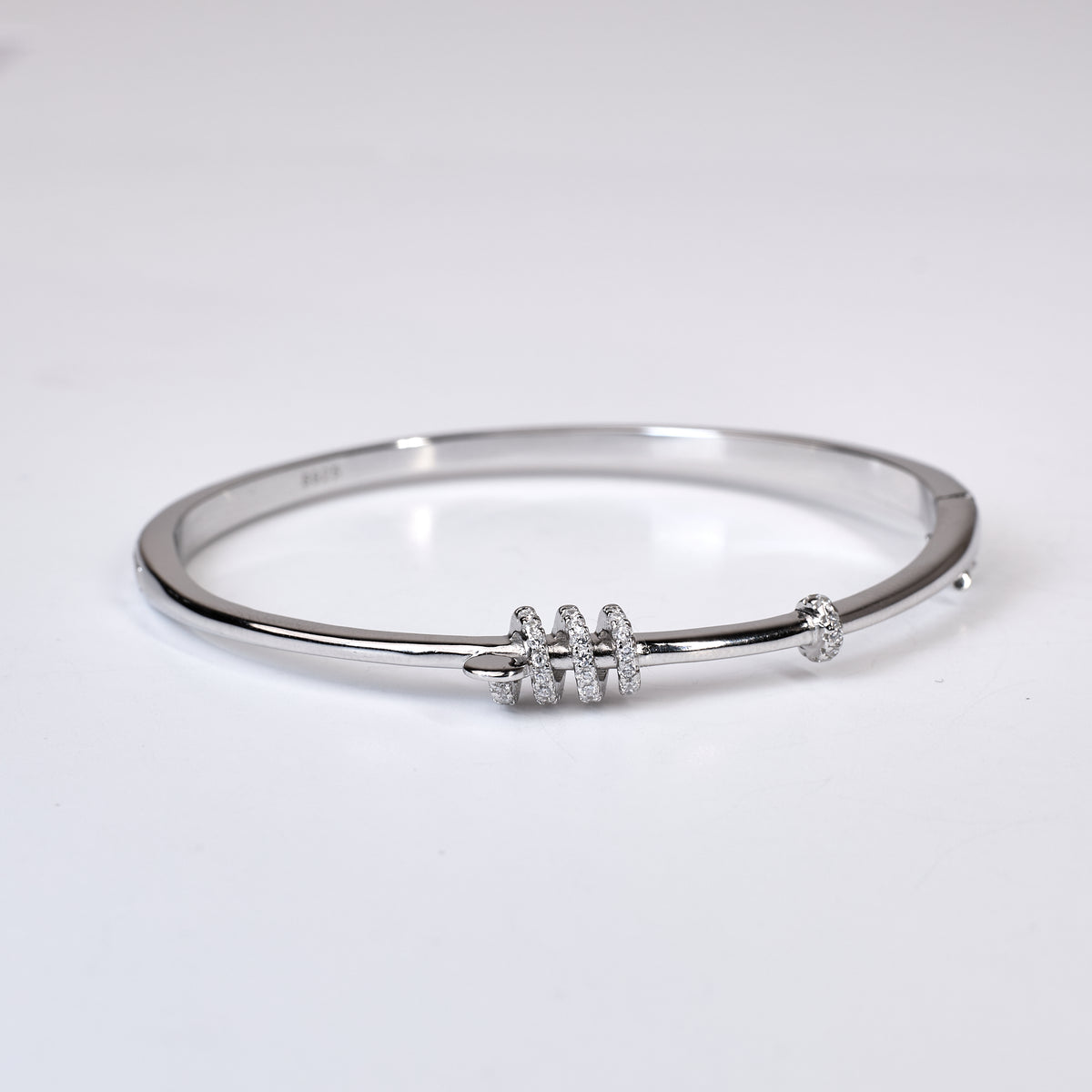 Silver Pave Coil Bracelet For Her