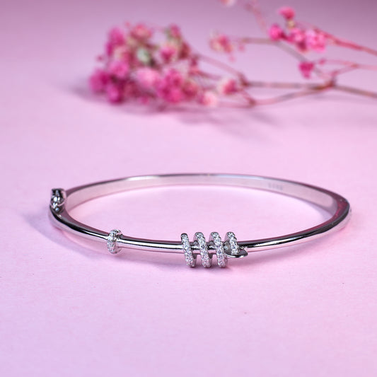 Silver Pave Coil Bracelet For Her