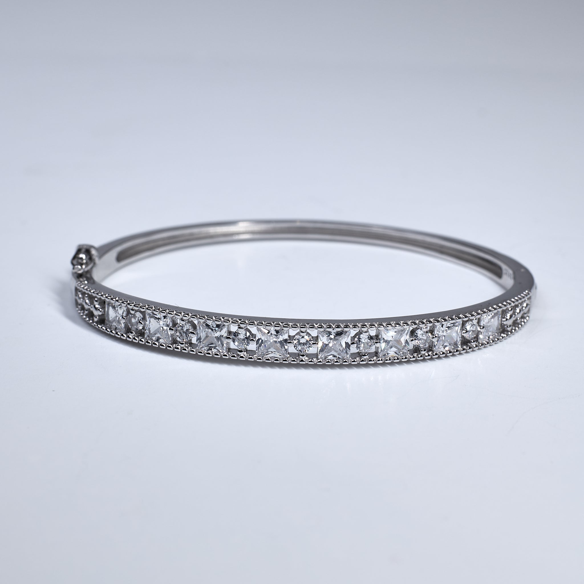 Silver Princess Cut Halo Bracelet For Her