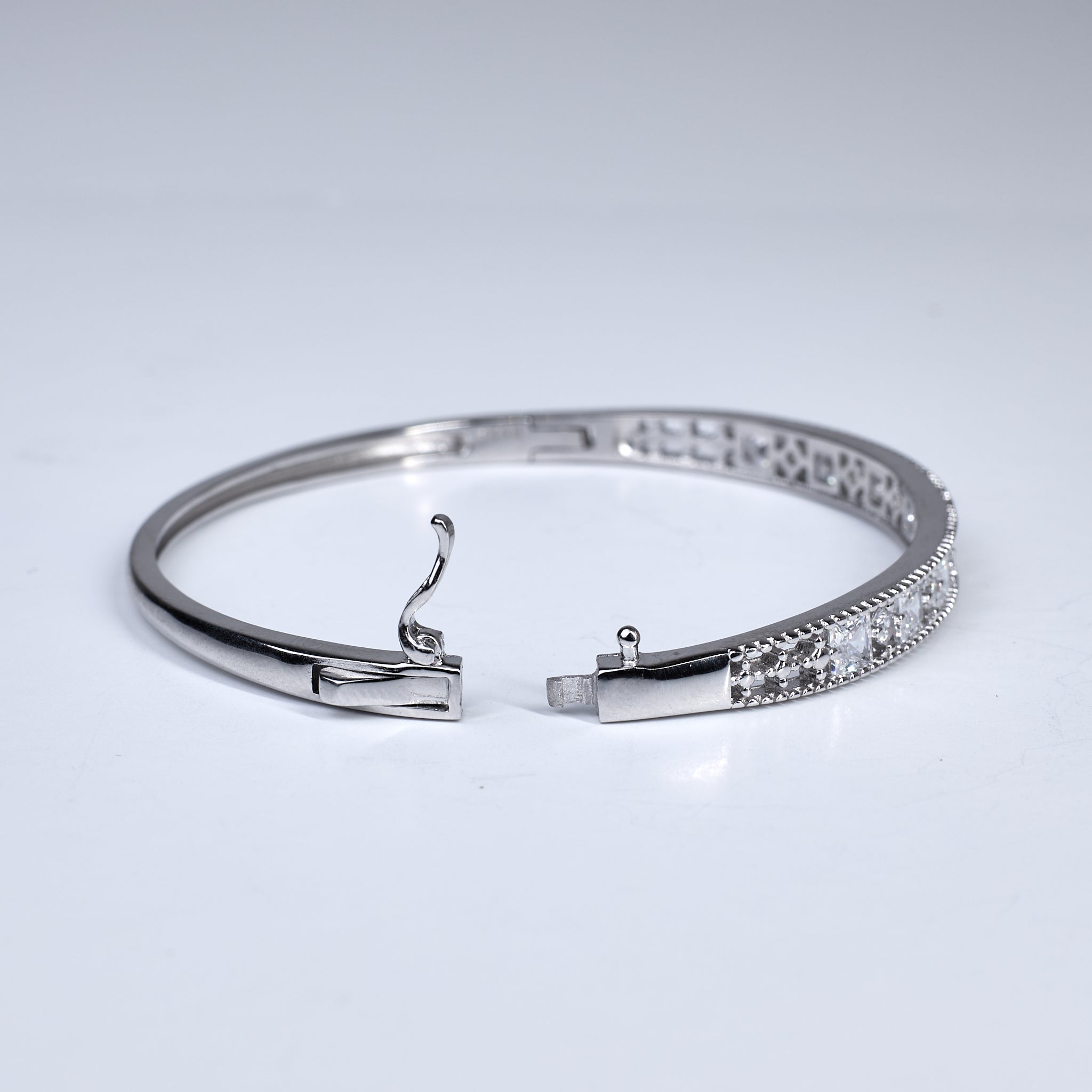 Silver Princess Cut Halo Bracelet For Her