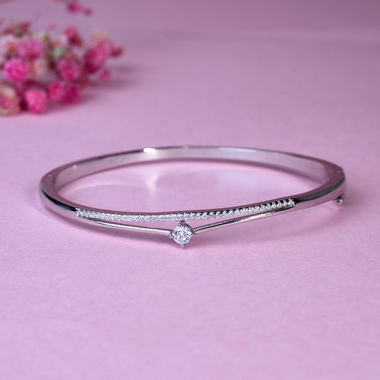 Silver Signature Halo Diamond Bracelet For Her