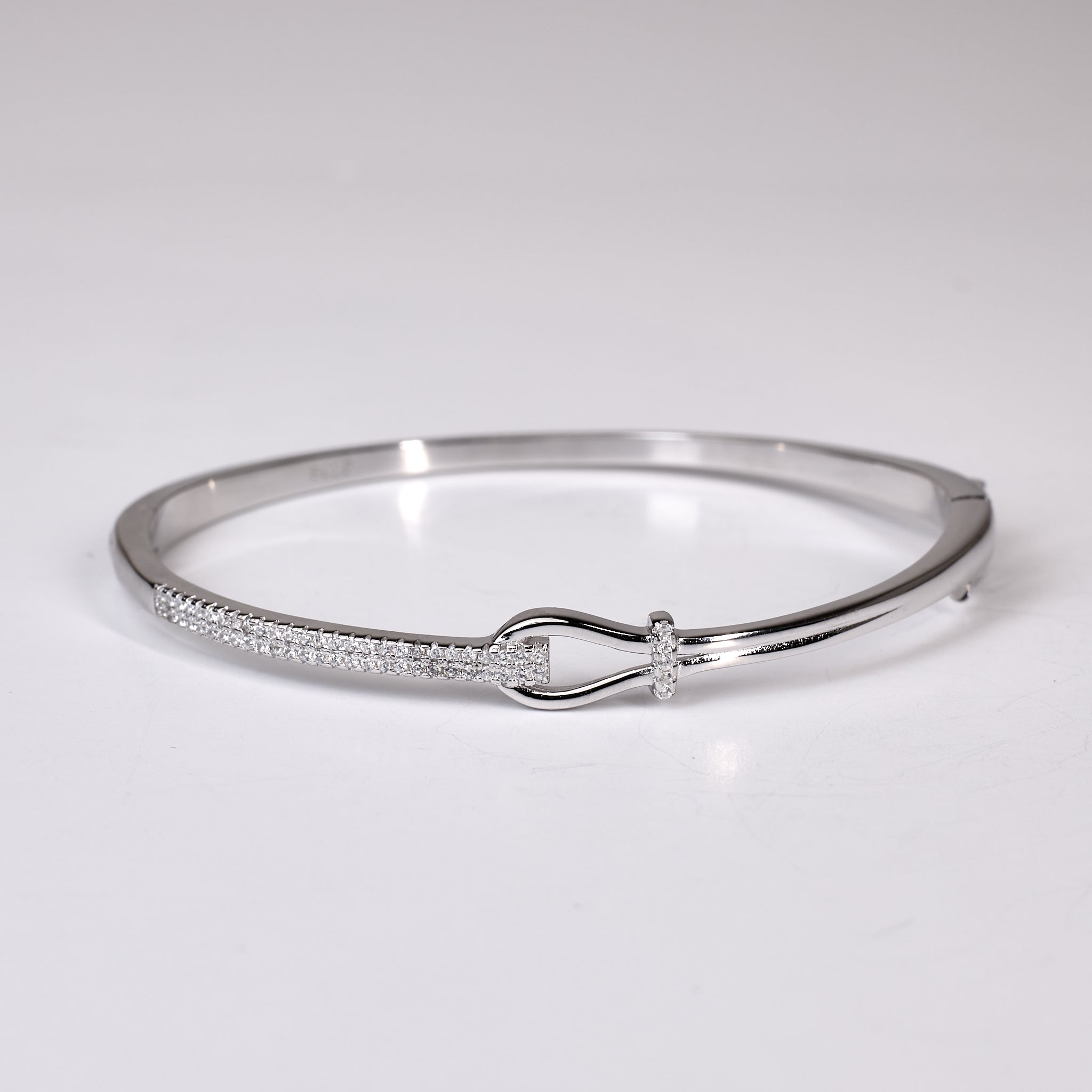 Silver Chic Pave Nautical Hook Bracelet For Her
