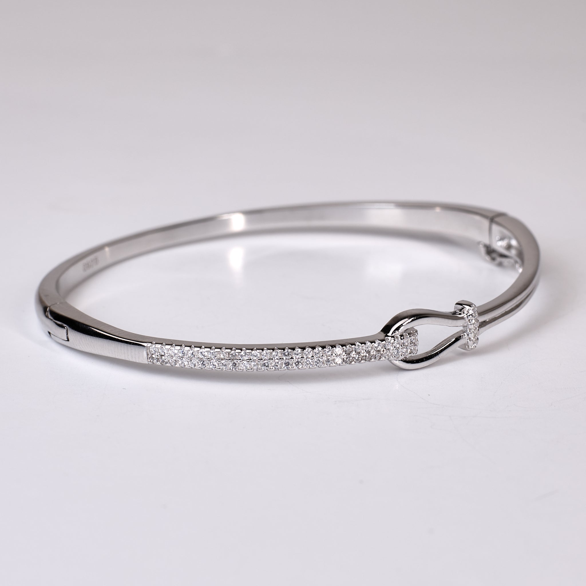 Silver Chic Pave Nautical Hook Bracelet For Her