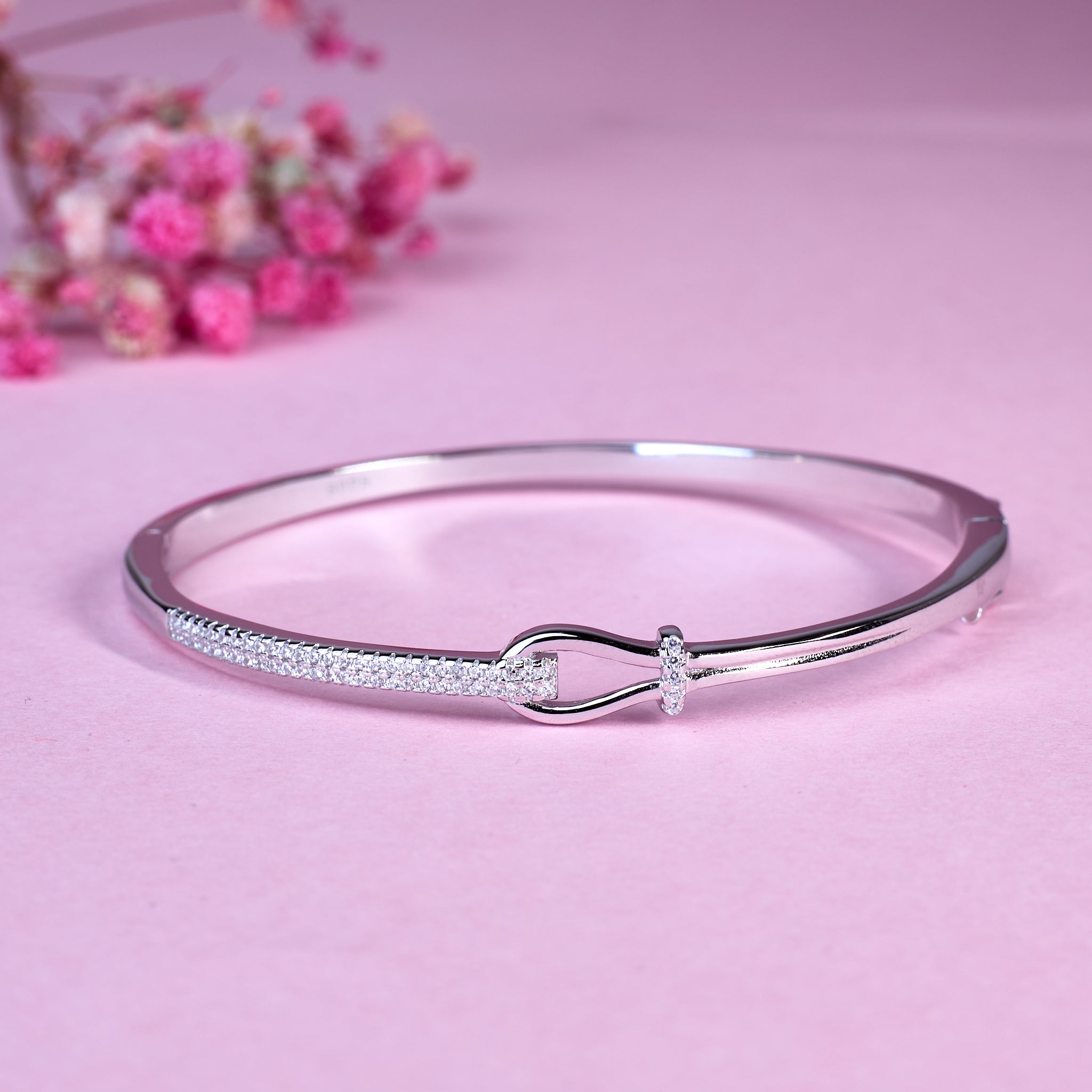 Silver Chic Pave Nautical Hook Bracelet For Her