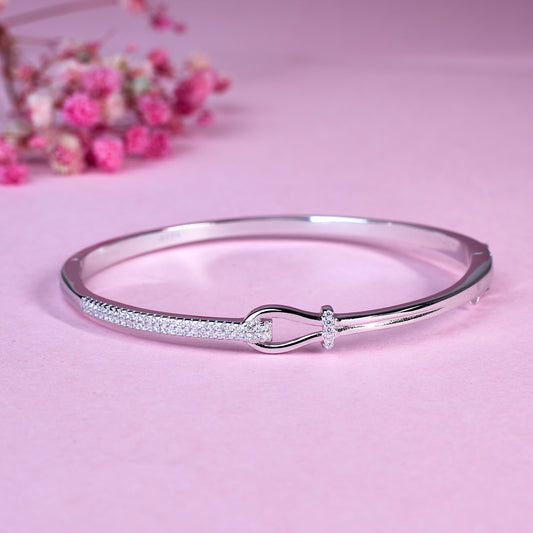 Silver Chic Pave Nautical Hook Bracelet For Her