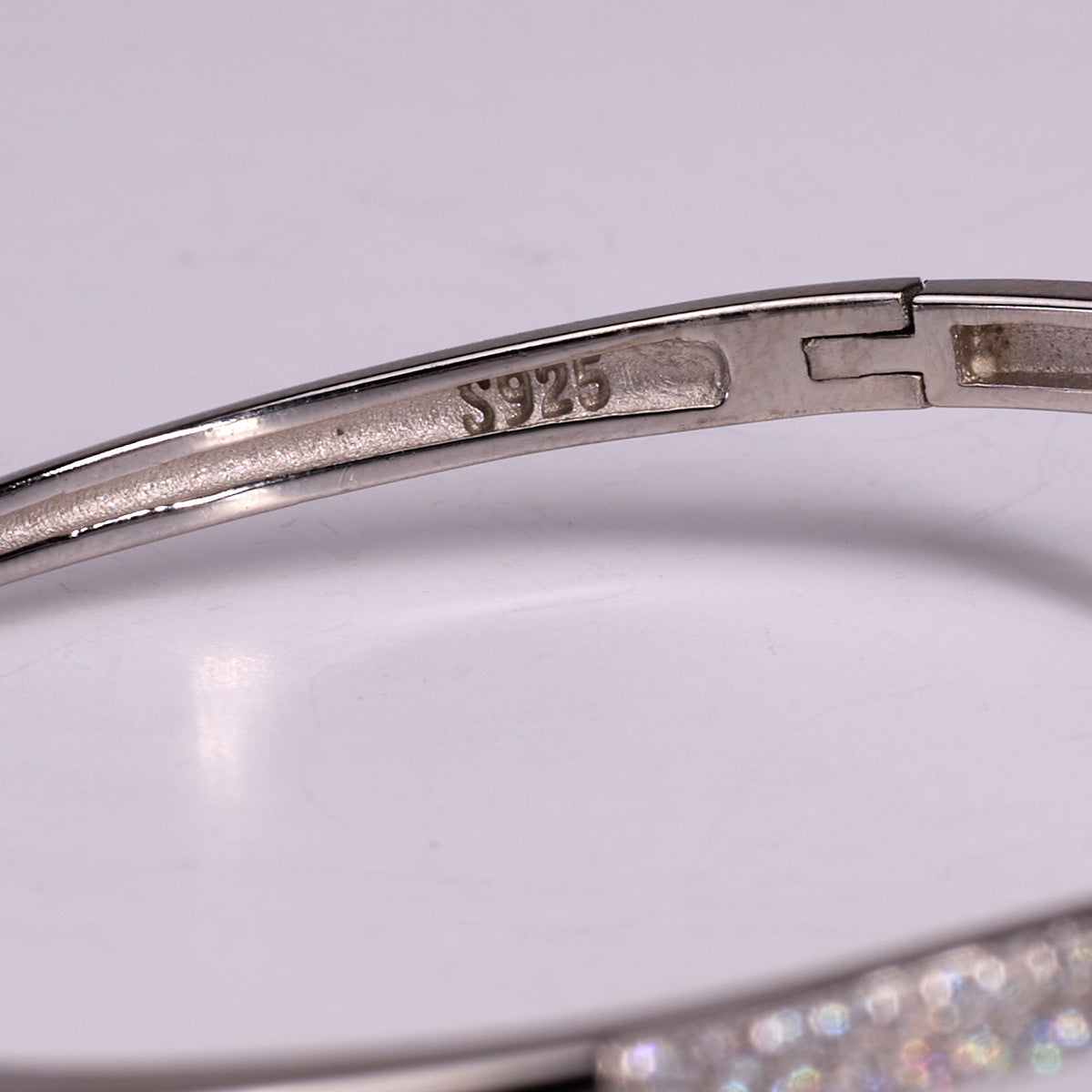 Silver Elegant V-shaped CZ Diamond studded Statement Bracelet