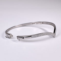 Silver Elegant V-shaped CZ Diamond studded Statement Bracelet
