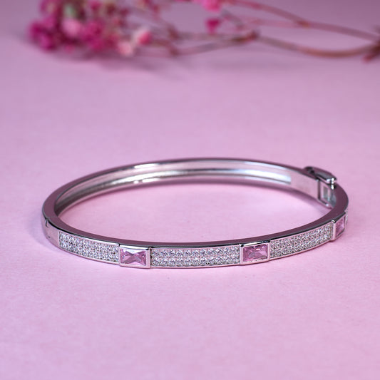 Silver Pink Glaze stones Fine Bracelet for her