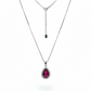 Silver Crimson Red Tear drop Victorian Chain pendant