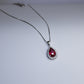 Silver Crimson Red Tear drop Victorian Chain pendant
