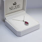 Silver Crimson Red Tear drop Victorian Chain pendant