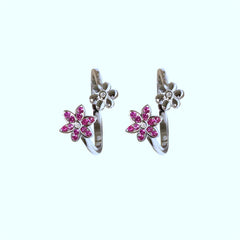 Silver Fancy Pink floral Toe ring