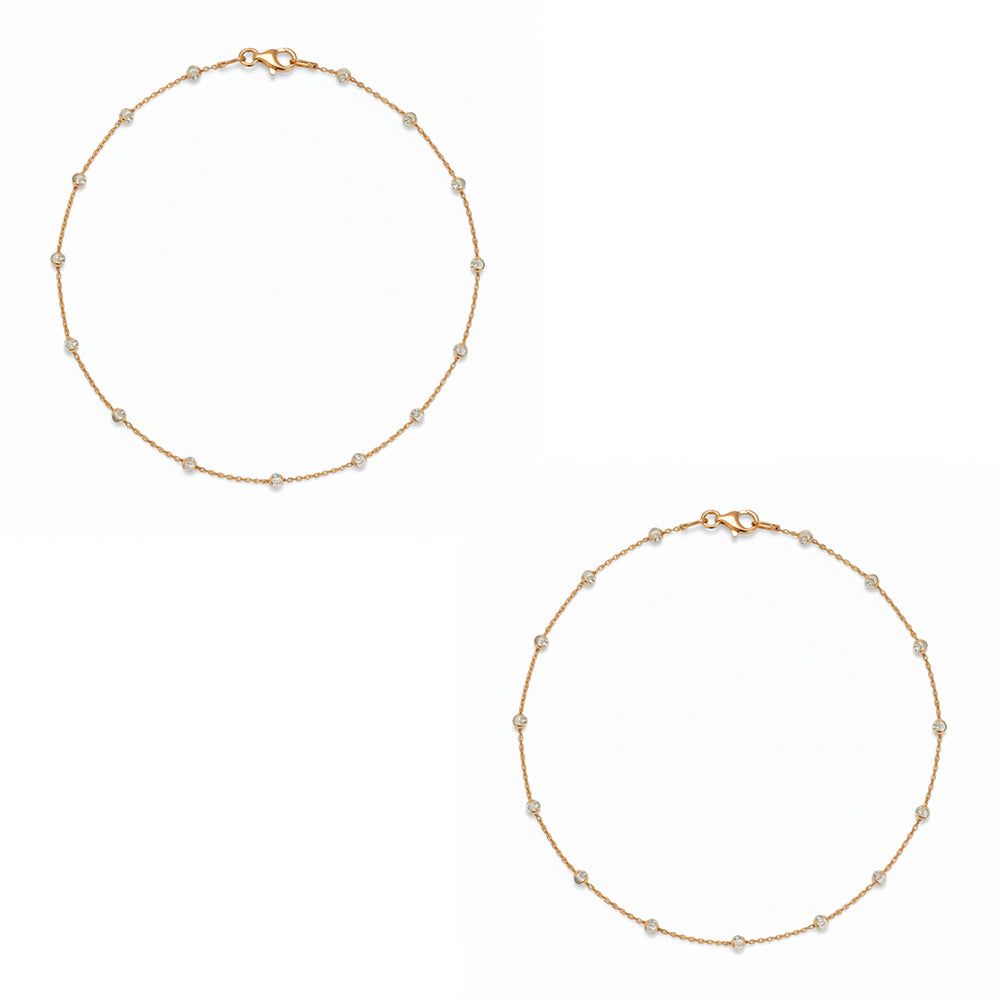 Rose gold with cut design balls anklet for her