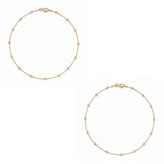 Rose gold with cut design balls anklet for her