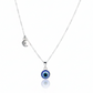 Silver Charm Evil Eye Pendant with Moon