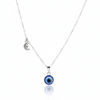 Silver Charm Evil Eye Pendant with Moon
