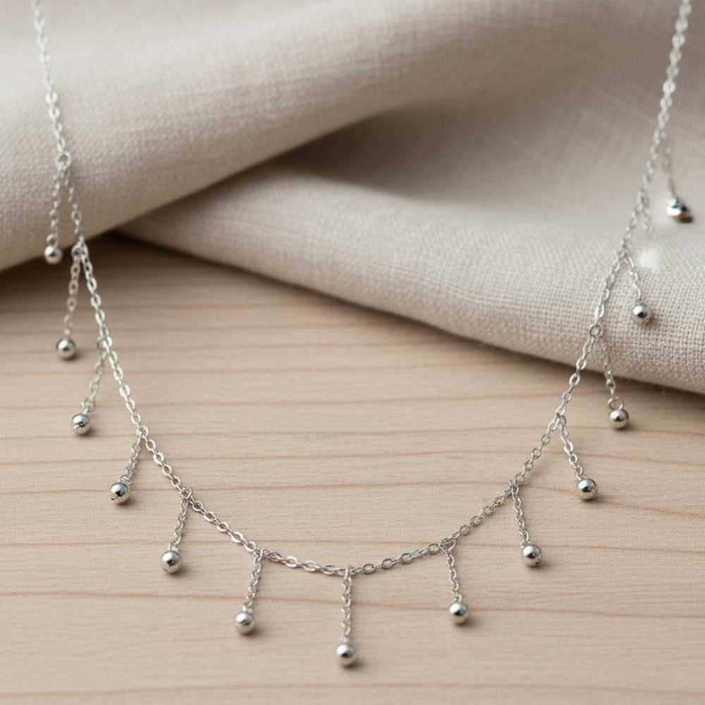 Silver Raindrop Dangle Necklace