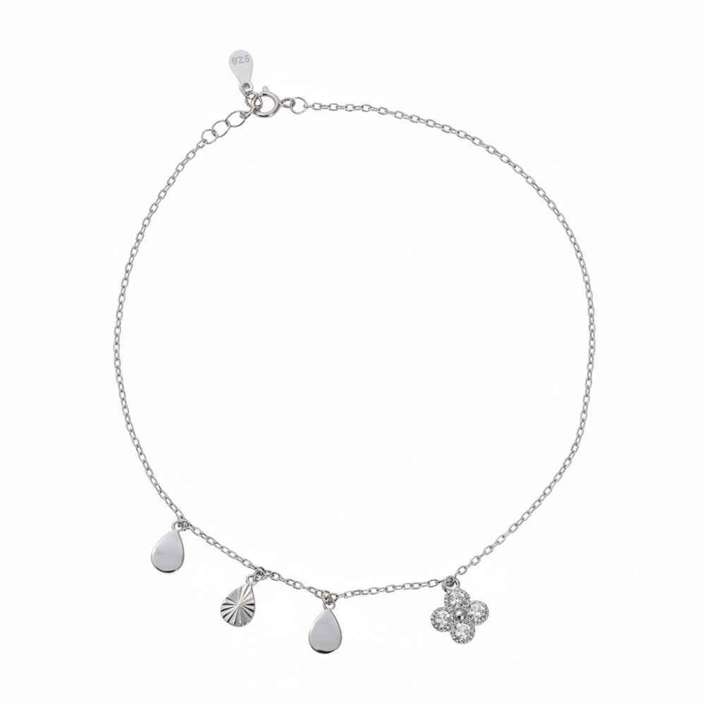 925 Silver Clover Aesthetic & Elegant Charms Anklet for her