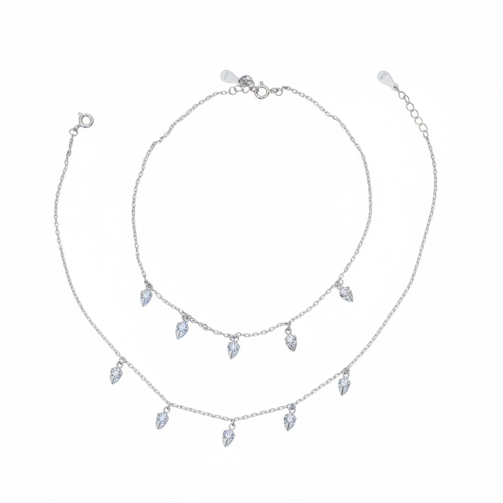Silver zirconia Diamond Claws anklet for her