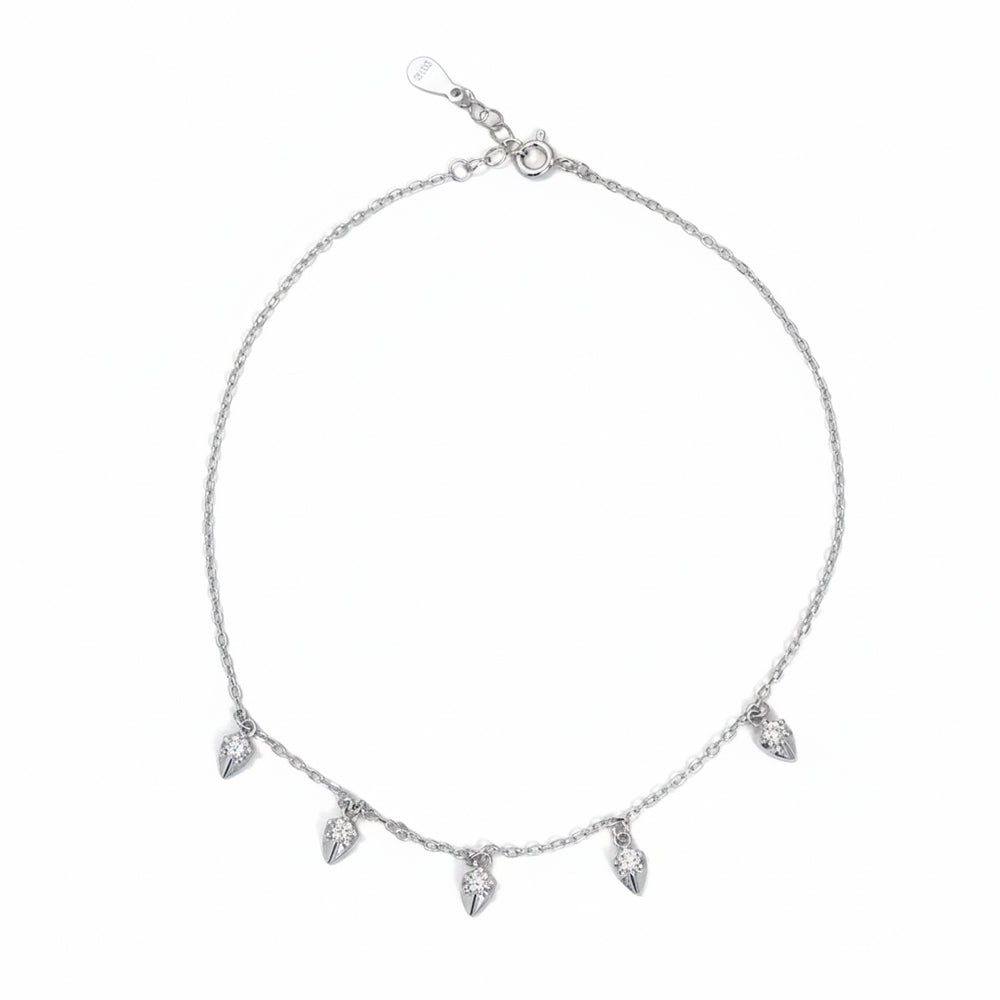 Silver zirconia Diamond Claws anklet for her