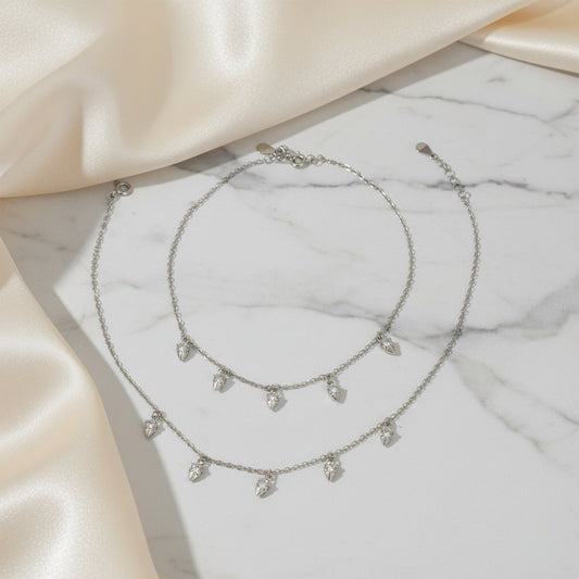 Silver zirconia Diamond Claws anklet for her