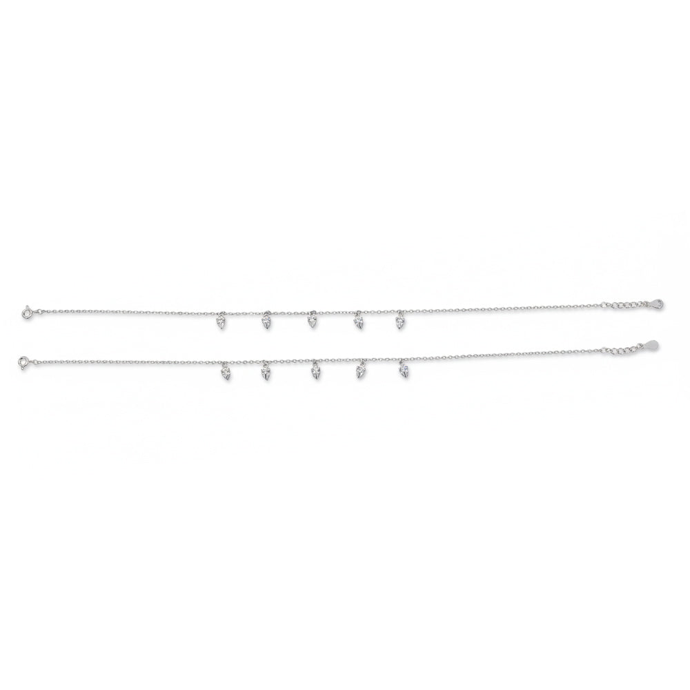 Silver zirconia Diamond Claws anklet for her