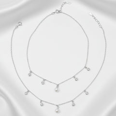 Silver pearl diamond charms Anklets for her