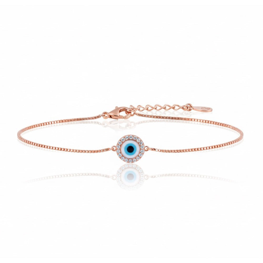 Rose Gold Elegant Evil Eye Sterling Bracelet For Her