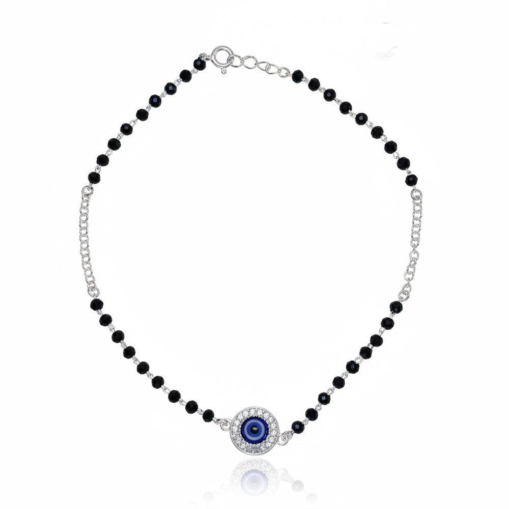 Silver Dazzling Evil Eye Anklet