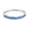 Silver Sapphire Blue Baguette cut Zirconia Bracelet