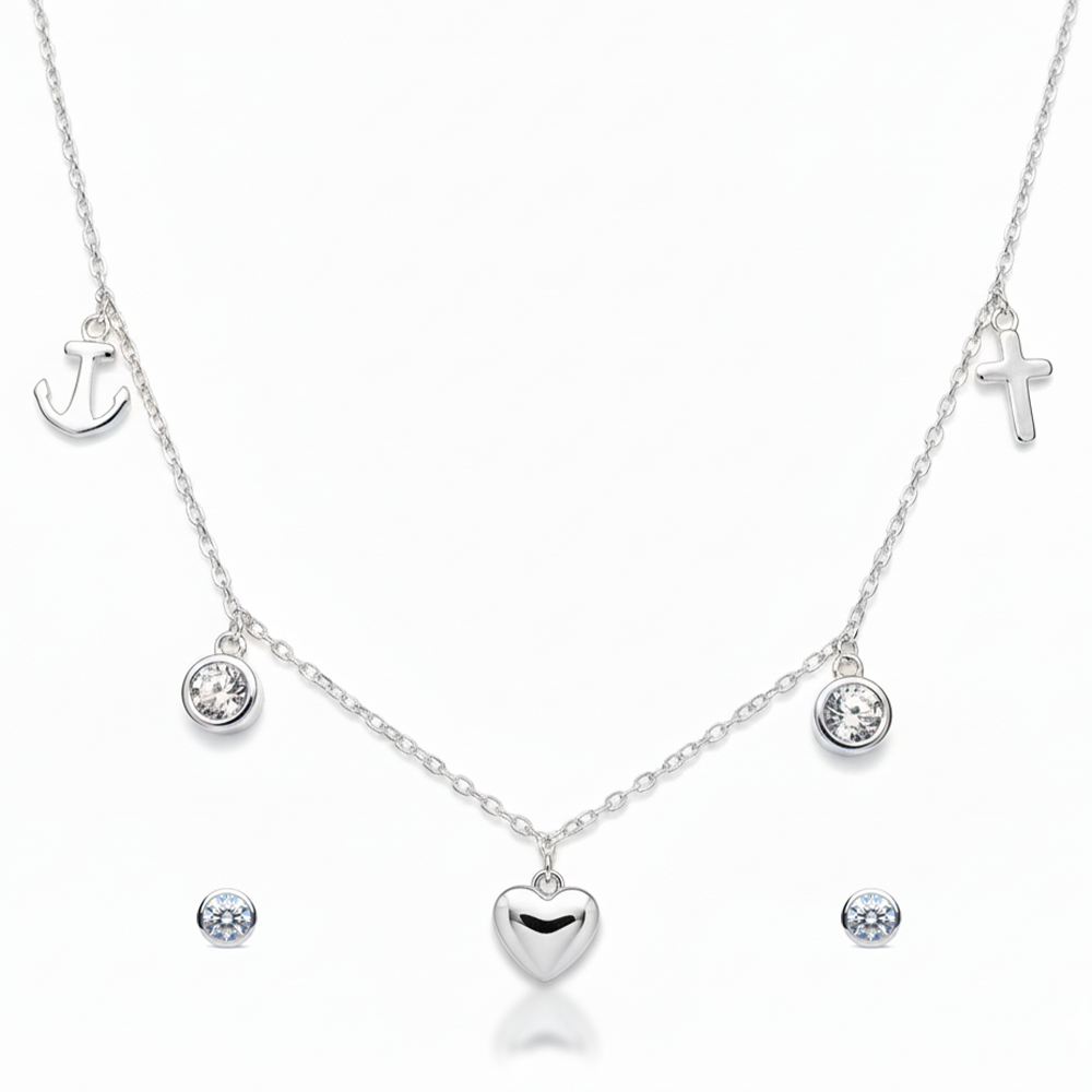 Silver Faith & Love Charming Set