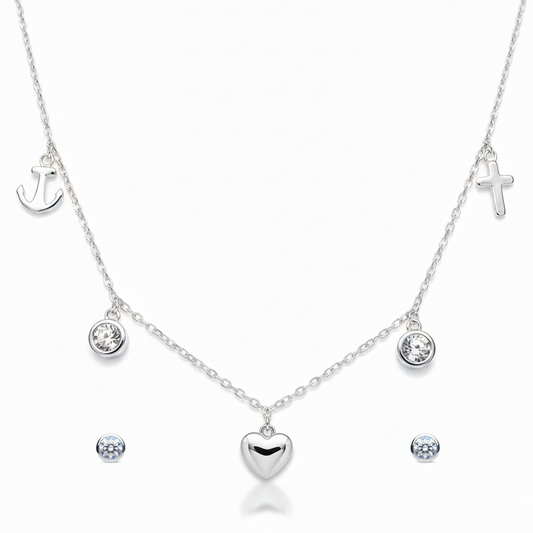 Silver Faith & Love Charming Set