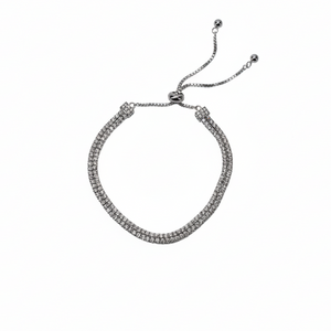 Silver Dual Row Crystal Chain Bracelet