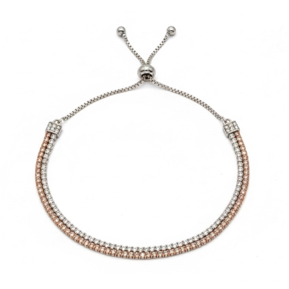 Silver Dual-Tone Pave Slider Bracelet For Her