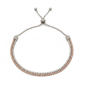 Silver Dual-Tone Pave Slider Bracelet For Her