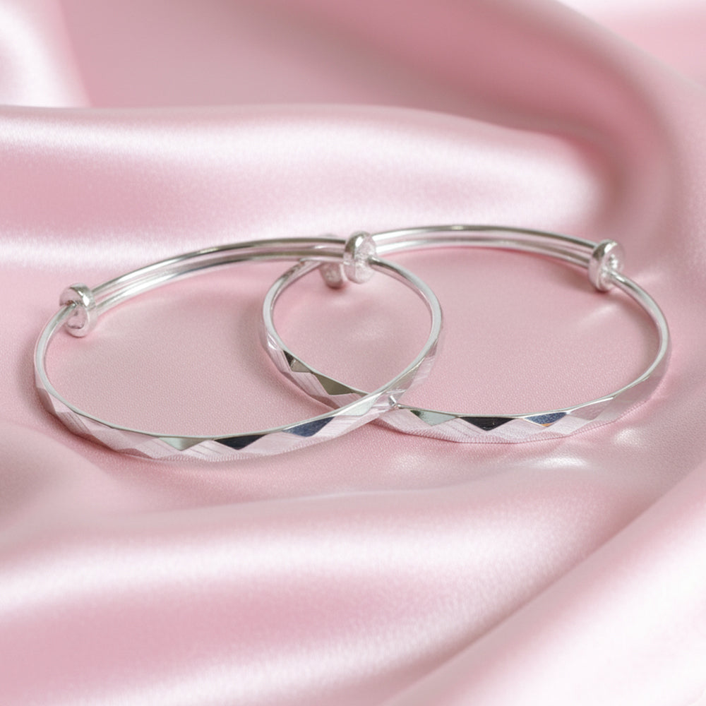 Silver 999 Premium cut Rainbow effect lines Baby Bracelet