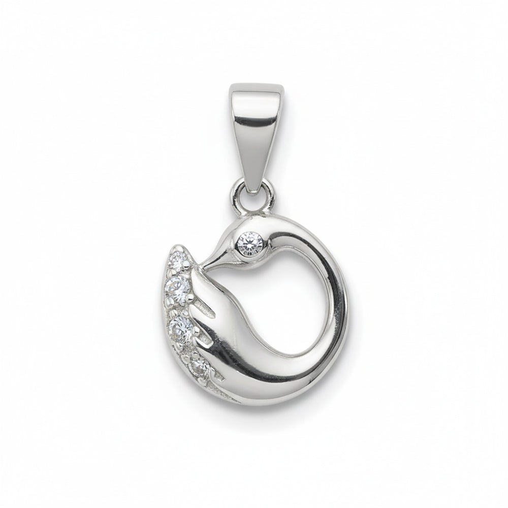 Silver Dazzling Swan pendant set