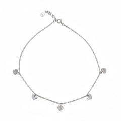 Silver Dazzling Pave Heart charm Anklet for her