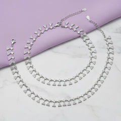 Silver Premium Triangle shaped CZ Diamond Anklet