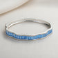 Silver Sapphire Blue Baguette cut Zirconia Bracelet