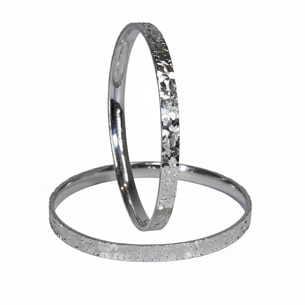 Silver Evergreen Hammered Textured Baby Bangles ( For 2-4 Years )