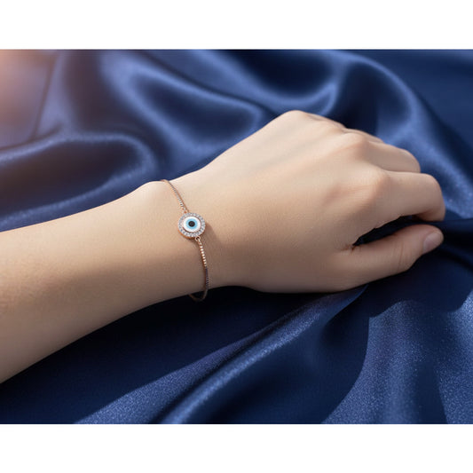 Rose Gold Elegant Evil Eye Sterling Bracelet For Her