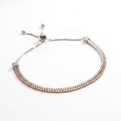 Silver Dual-Tone Pave Slider Bracelet For Her
