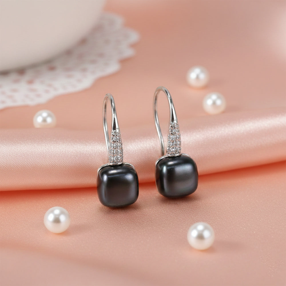 Silver Luminous Twist Hook Earrings