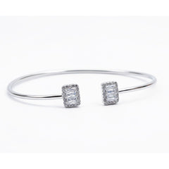 Silver White Baguette Cut Zircona Bracelet