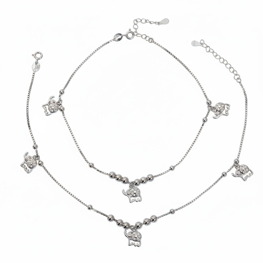 Silver Lucky Elephant charm Anklet for her