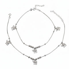 Silver Lucky Elephant charm Anklet for her