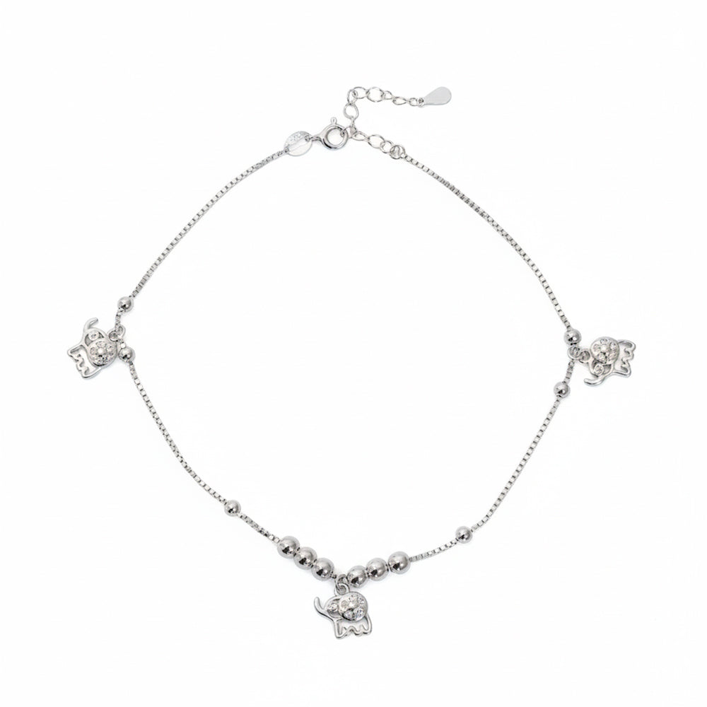 Silver Lucky Elephant charm Anklet for her